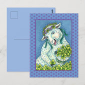 CARTE POSTALE ST. PATRICK'S DAY IRISH EWE, SHEEP & SHAMROCK (Devant / Derrière)