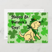 Carte Postale St. Patrick's Day Jaune Labrador (Devant / Derrière)