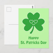 Carte Postale St. Patrick's Day Joyeux Sourire Trèfle Trèfle Pos (Devant / Derrière)