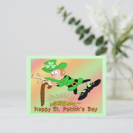 Carte Postale St Patrick's Day Leprechaun Gold (Debout devant)