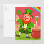Carte Postale St. Patrick's Day Leprechaun Illustration  (Devant / Derrière)