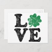 Carte Postale St Patrick's Day LOVE Shamrock irlandais (Devant / Derrière)