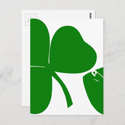 Carte Postale St Patrick's Day - Obtenez Lucky 3 + 1 feuilles = (Devant / Derrière)