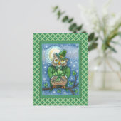 CARTE POSTALE ST. PATRICK'S DAY OWL, 4 HORLOGE LEPRECHAUN (Debout devant)