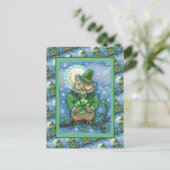 CARTE POSTALE ST. PATRICK'S DAY OWL, 4 HORLOGE LEPRECHAUN (Debout devant)