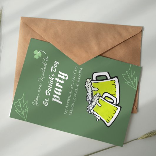 Carte Postale St. Patrick's Day Party moderne Clovers verts