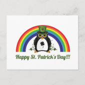 Carte Postale St. Patricks Day Penguin et Rainbow (Devant)