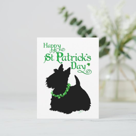 Carte Postale St Patrick's Day Scottish Terrier (Debout devant)