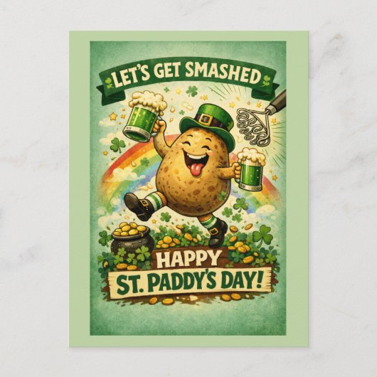 Carte Postale St. Patrick's Day Smashed Spud Funny Greeting Card (Devant)