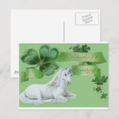 Carte Postale St Patrick's Day Unicorn (Devant / Derrière)