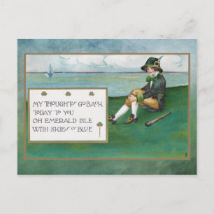 Carte Postale St. Patrick's Day vintage avec enfants et salutati