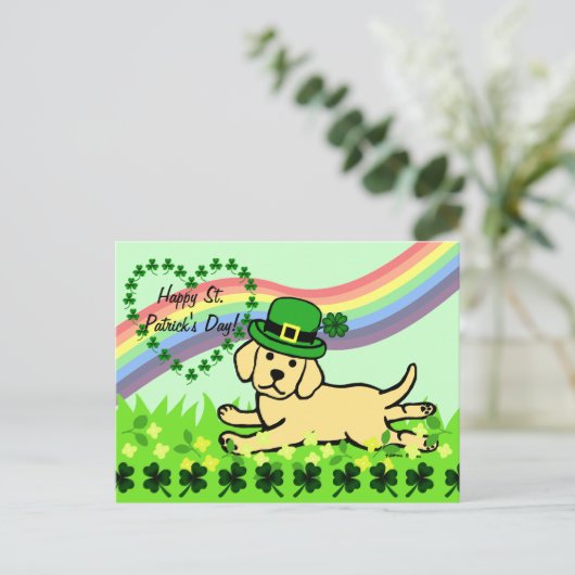 Carte Postale St. Patrick's Day Yellow Lab Baby (Debout devant)