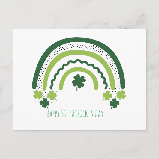 Carte Postale St. Patrick's Rainbow Happy Whimsical Shamrock (Devant)