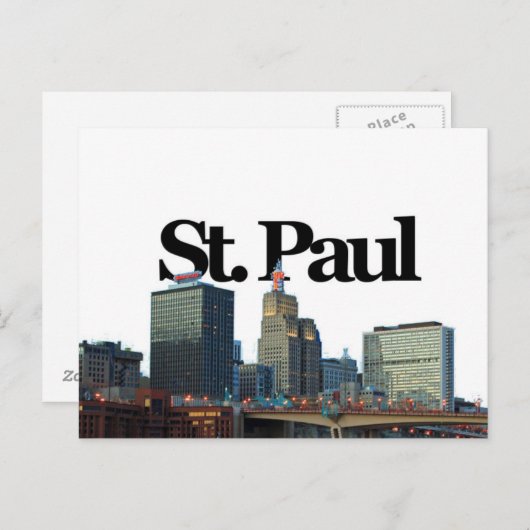 Carte Postale St. Paul, Minnisota Skyline avec St. Paul dans le  (Devant / Derrière)