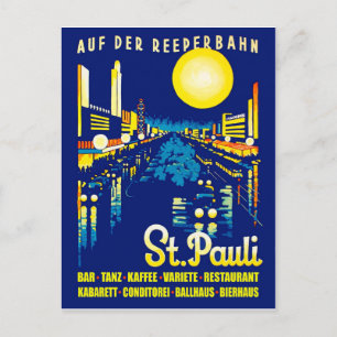 Carte Postale St Pauli la nuit, Hambourg, Allemagne