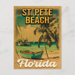 Carte Postale St Pete Beach Floride Souvenir Palmiers Vintages