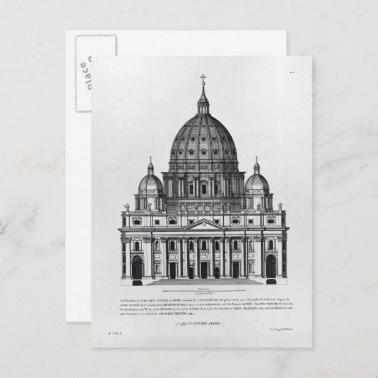 Carte Postale St. Peter's, Rome, gravée par C. Campbell (Devant / Derrière)