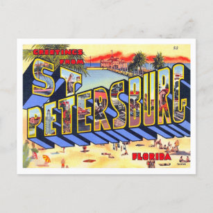Carte Postale St. Pétersbourg, Floride Vintage Big Letters