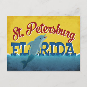Carte postale St Petersburg FL Dolphin Retro Vinta