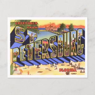 Carte Postale St Petersburg, Floride Vintage Big Letters