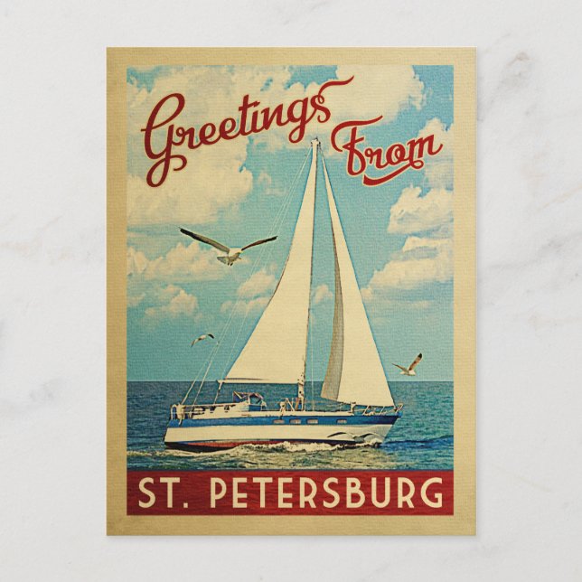 Carte Postale St Petersburg Vintage voyage de voilier Floride (Devant)