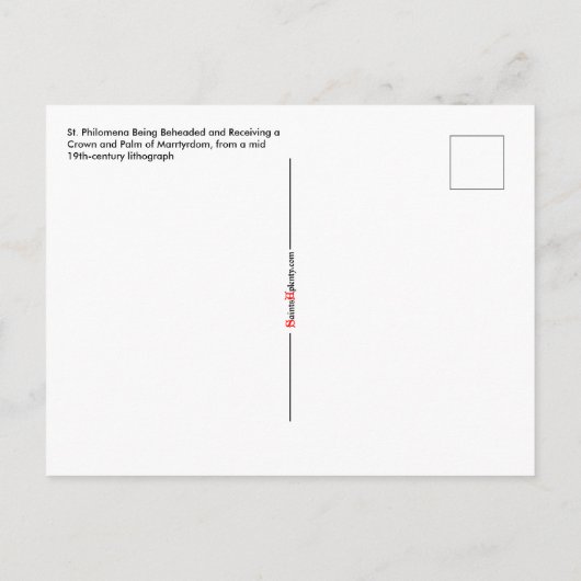 Carte Postale St. Philomena Décapité (Dos)