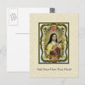 Carte Postale St Therese le Petit Coeur Crucifix Rose (Devant / Derrière)