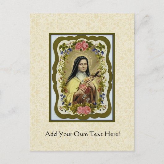 Carte Postale St Therese le Petit Coeur Crucifix Rose (Devant)