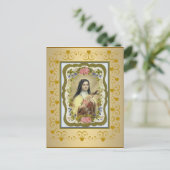 Carte Postale St Therese le Petit Coeur Crucifix Rose (Debout devant)
