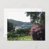 Carte Postale St. Thomas et bateau de croisière (Devant / Derrière)