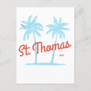 Carte Postale St Thomas Island USVI Corail Vintage Type Palms