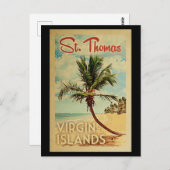 Carte Postale St Thomas Palm Tree Vintage voyage (Devant / Derrière)
