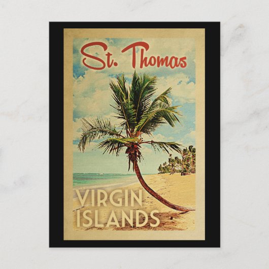 Carte Postale St Thomas Palm Tree Vintage voyage (Devant)