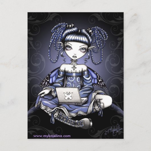 Carte postale Stacy Midnight Surfing LapTop Fairy (Devant)