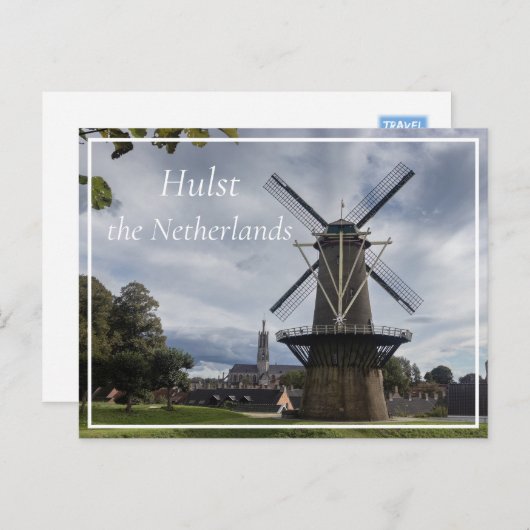 Carte Postale Stadsmolen Windmill, Hulst, Pays-Bas (Devant / Derrière)