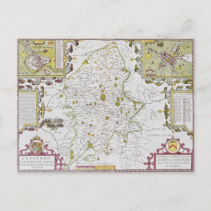 Carte Postale Stafford County and Town, gravée par Jodocus