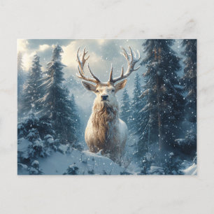 Carte Postale Stag blanc dans les Bois d'hiver