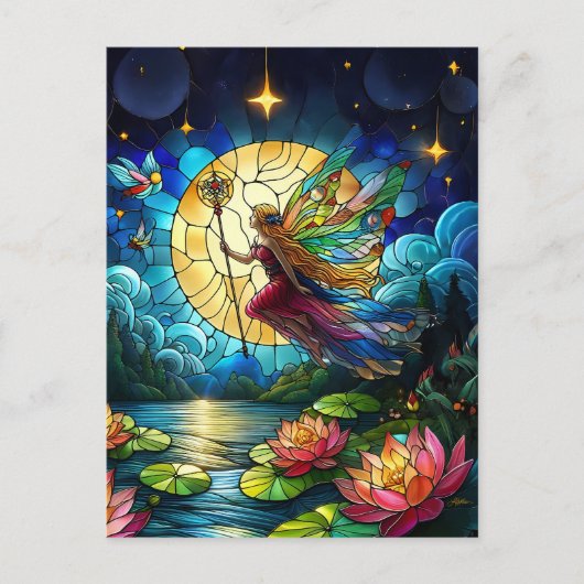 Carte Postale Stained Glass Moonlight Flight Fairy  (Devant)