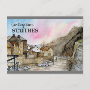 Carte Postale Staithes Yorkshire Angleterre aquarelle peinture