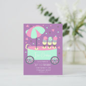 Carte Postale Stand de glace Confetti Fête d'anniversaire Violet (Debout devant)