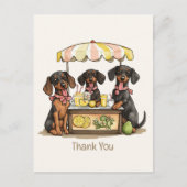 Carte Postale Stand de Limonade des Chiens Dachshund Merci (Devant)