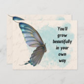 Carte postale standard vintage papillon bleu beige (Devant / Derrière)