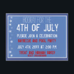 Carte postale Star Chalkboard<br><div class="desc">Carte postale graphique de style tableau de bord amusant avec des étoiles de style tableau de bord bleu. Parfait pour célébrer le 4 juillet, Memorial Day, pique-nique, barbecue, remise des diplômes, anniversaire, anniversaire, mariage, fiançailles, douche, piscine, dégustation de vin, dégustation de bière, Bunco, club de lecture, collecte de fonds, ou...</div>