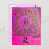 Carte Postale STAR DU MATIN Rose, Fuchsia Black, Monogramme (Devant / Derrière)