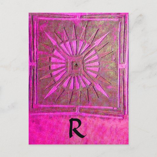 Carte Postale STAR DU MATIN Rose, Fuchsia Black, Monogramme (Devant)