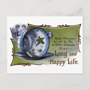 Carte Postale Star Shapa Tea Feuilles prédit bonne fortune