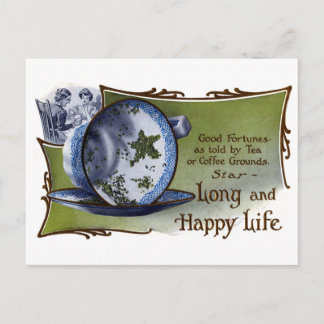 Carte Postale Star Shapa Tea Feuilles prédit bonne fortune