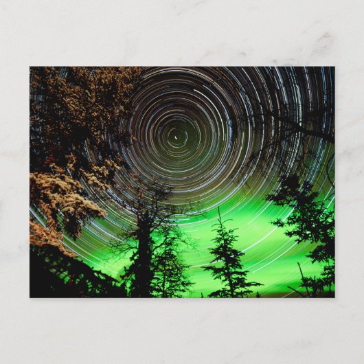 Carte Postale Star Trails et aurora borealis (Devant)