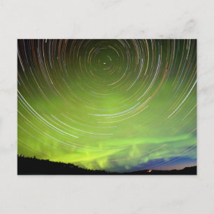 Carte Postale Star Trails et Northern Lights Aurora borealis