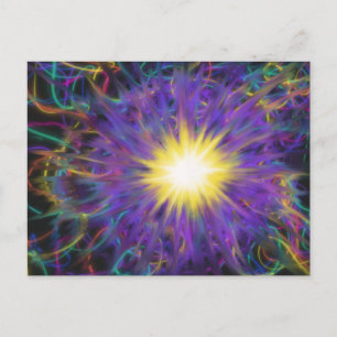 Carte Postale Starburst jaune violet funky coloré étoile arty